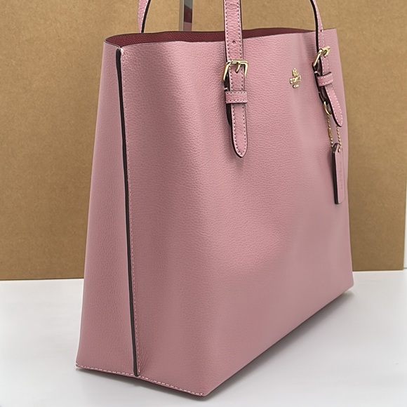 HOT DEAL 🔥Coach Mollie Shoulder Tote Bag Leather Pink color - Picture 9 of 16